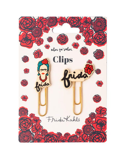 Grupo Erik Graffette colorate Frida Kahlo, Set di 2 graffette colorate personalizzate, Clip di cancelleria, Fermagli Clips personalizzati, Frida Gadget