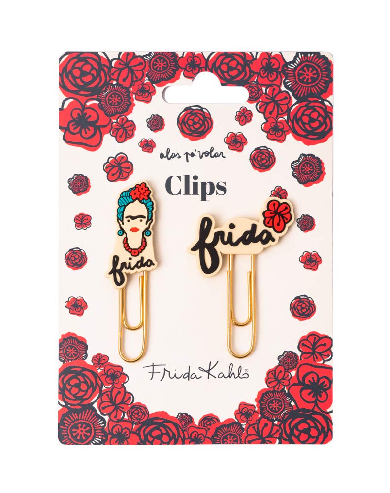 Grupo Erik Graffette colorate Frida Kahlo, Set di 2 graffette colorate personalizzate, Clip di cancelleria, Fermagli Clips personalizzati, Frida Gadget