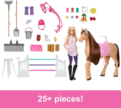 Barbie - Playset Stalla, con bambola e cavallo, 6 aree di gioco e 25 accessori inclusi, ispirato alla serie Netflix Barbie Mysteries: The Great Horse Chase, giocattolo per bambini, 3+ anni, HXJ44