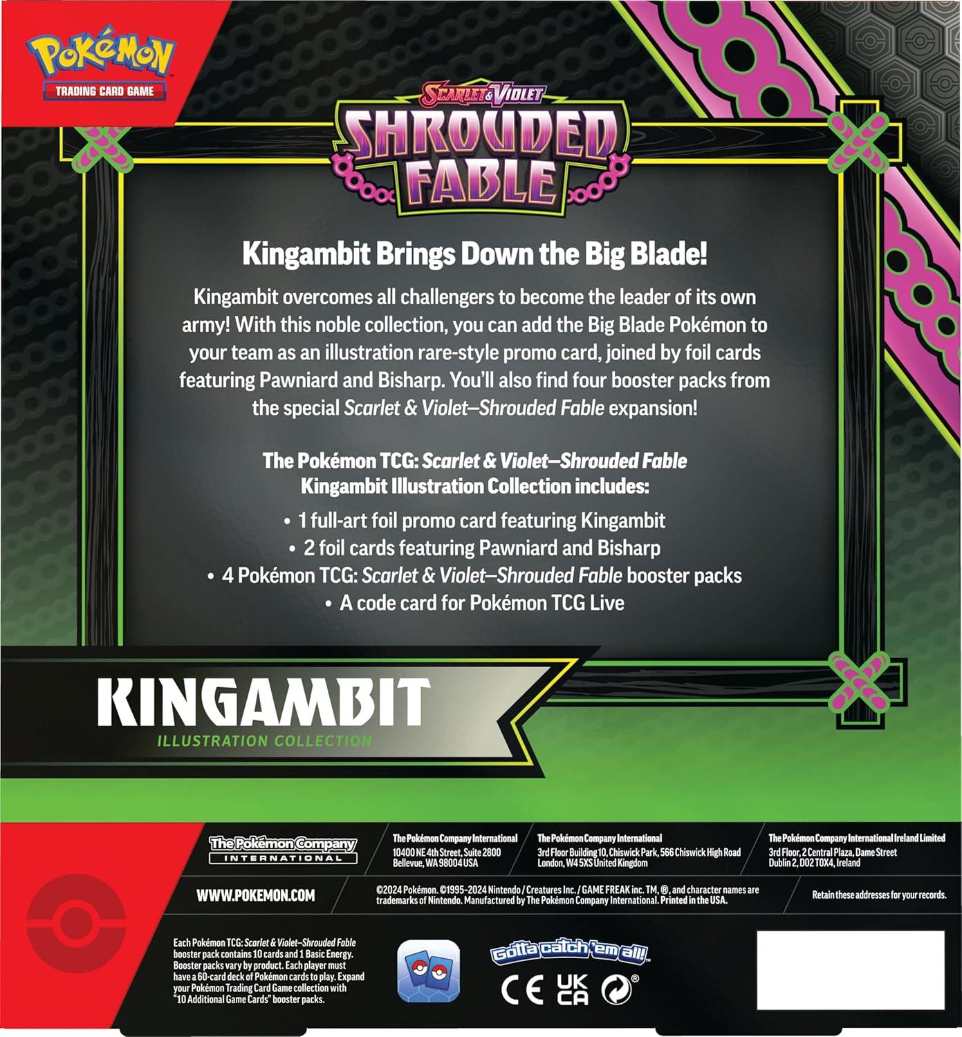 Pokémon TCG: Scarlet & Violet—Shrouded Fable Kingambit Illustration Collection (1 Full-Art Foil Promo Card, 2 Foil Cards & 4 Booster Packs