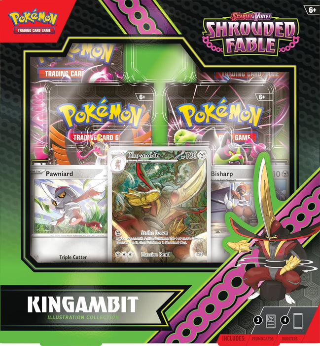 Pokémon TCG: Scarlet & Violet—Shrouded Fable Kingambit Illustration Collection (1 Full-Art Foil Promo Card, 2 Foil Cards & 4 Booster Packs