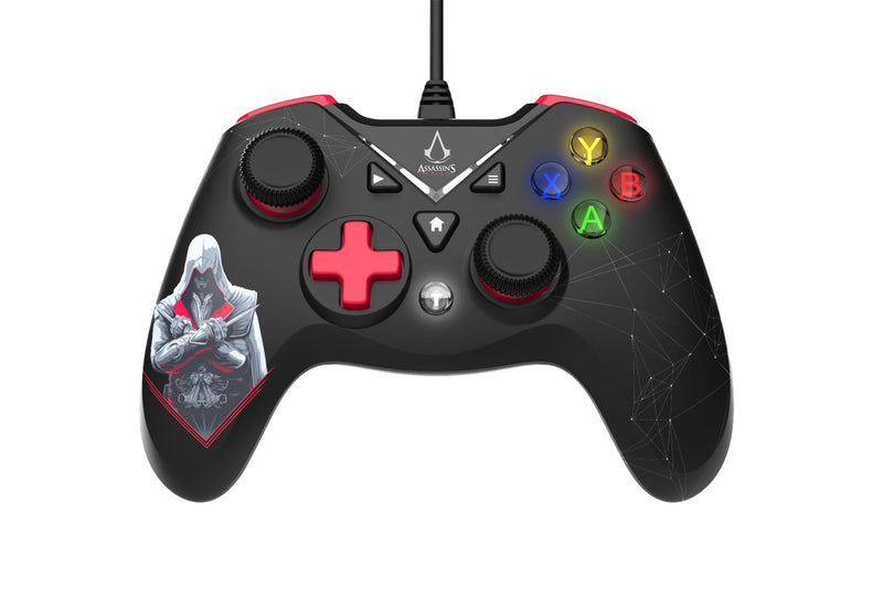 Assassin's Creed - Manette Filaire USB pour PC/Xbox One/SeriesX/S avec Câble 3M - Noire et Rouge