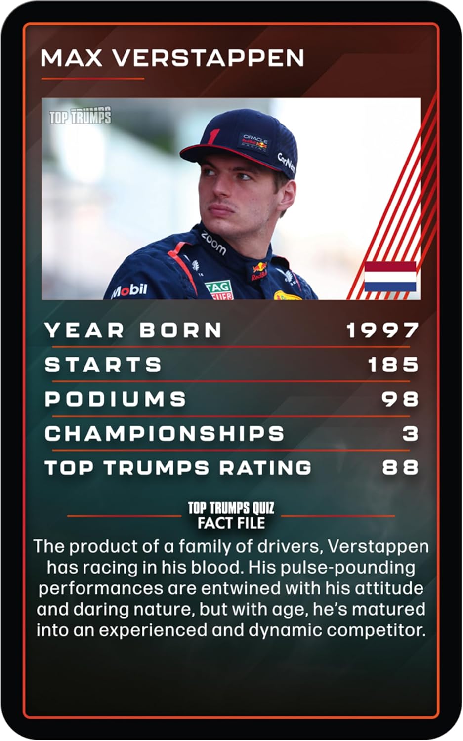 Top Trumps Grand Prix Specials Card Game, Play with Max Verstappen, Carlos Sainz and Emerson Fittipaldi, educational gift for ages 8 plus