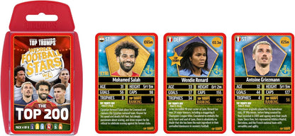 Top Trumps World Football Stars Top 200 Card Game Pack 4, Play with Salah, Mahrez, Dias and Darwin Nunez, educational gift for ages 6 plus