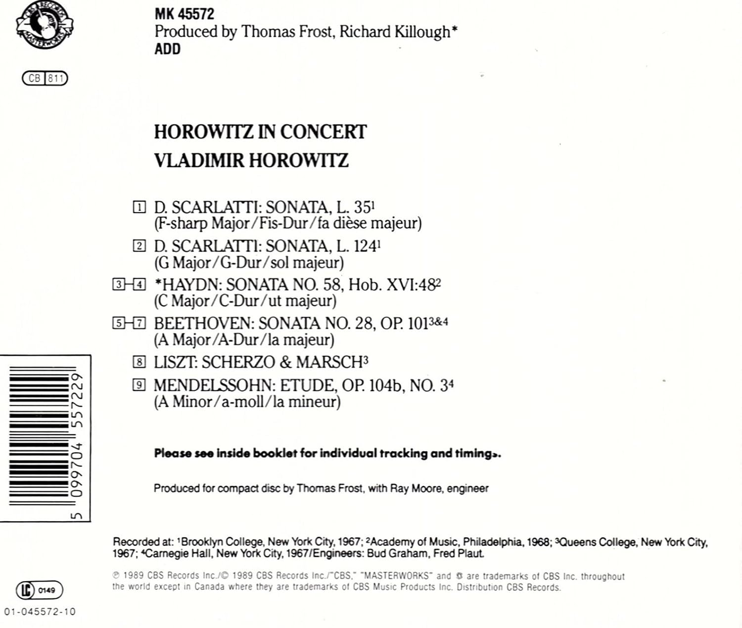 HOROWITZ IN CONCERT 1967/1968