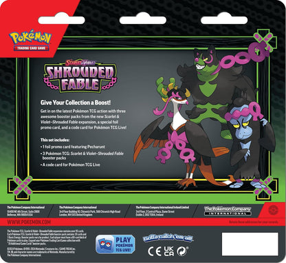 Pokémon TCG: Scarlet & Violet—gehulde fabel 3-Pack Blister - Pecharunt (3 Booster Packs & Foil Promo Card