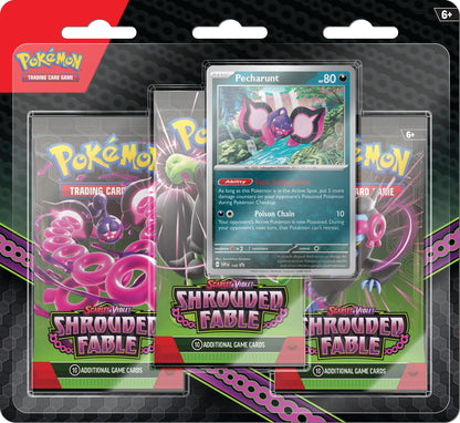 Pokémon TCG: Scarlet & Violet—gehulde fabel 3-Pack Blister - Pecharunt (3 Booster Packs & Foil Promo Card
