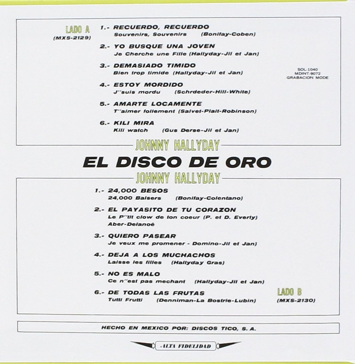 Johnny Hallyday: Made In Mexique - El Disco De Oro