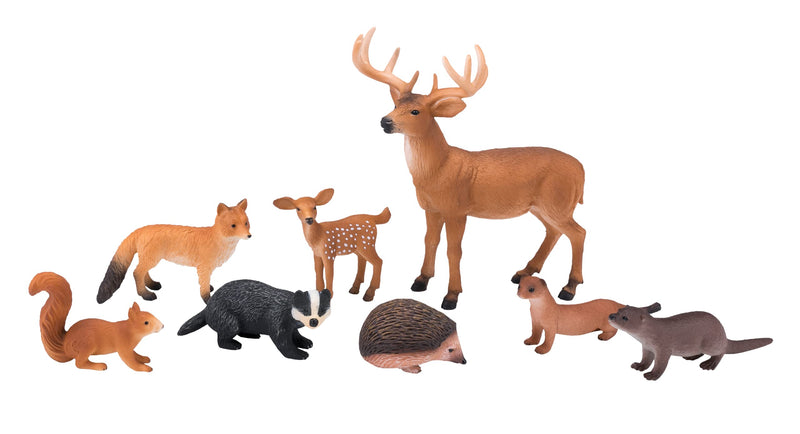 MOJO Britse wildlife speelset met 8 figuren hert, vos, das, egel, eekhoorn, Otter, Stoat