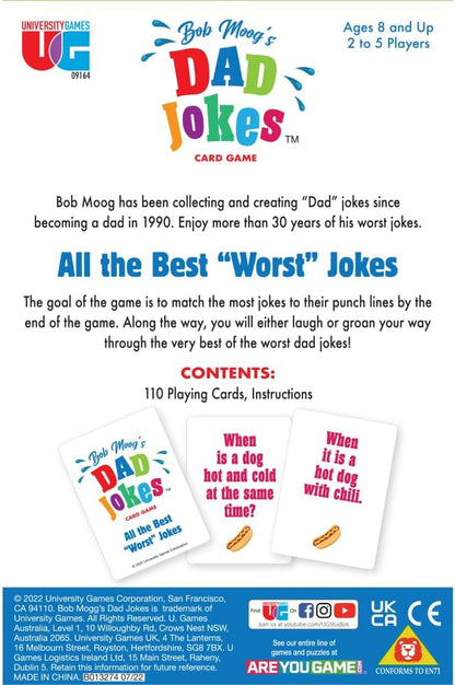 University Games, Bob Moog's Dad Jokes passendes Kartenspiel, perfekt für Spieleabend, ab 8 Jahren, 2-6 Spieler