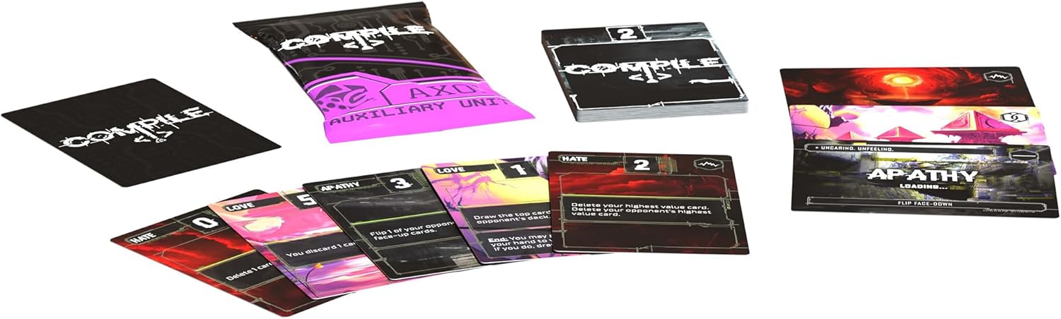 Greater Than Games: Compile: Aux 1, Juego de cartas de expansión, unidad auxiliar, estrategia de control de área, 3 protocolos nuevos, juega como IA, a partir de 14 años, 2 jugadores