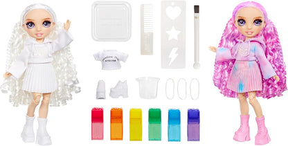 Rainbow High Watercolour & Create DIY Fashion Doll with Washable Watercolours and Tie-Dye Kit - Purple Eyes, Curled Hair, Extra Top & Shoes - Colour, Create, Play, Rinse and Repeat - Kids 4-12+ Years