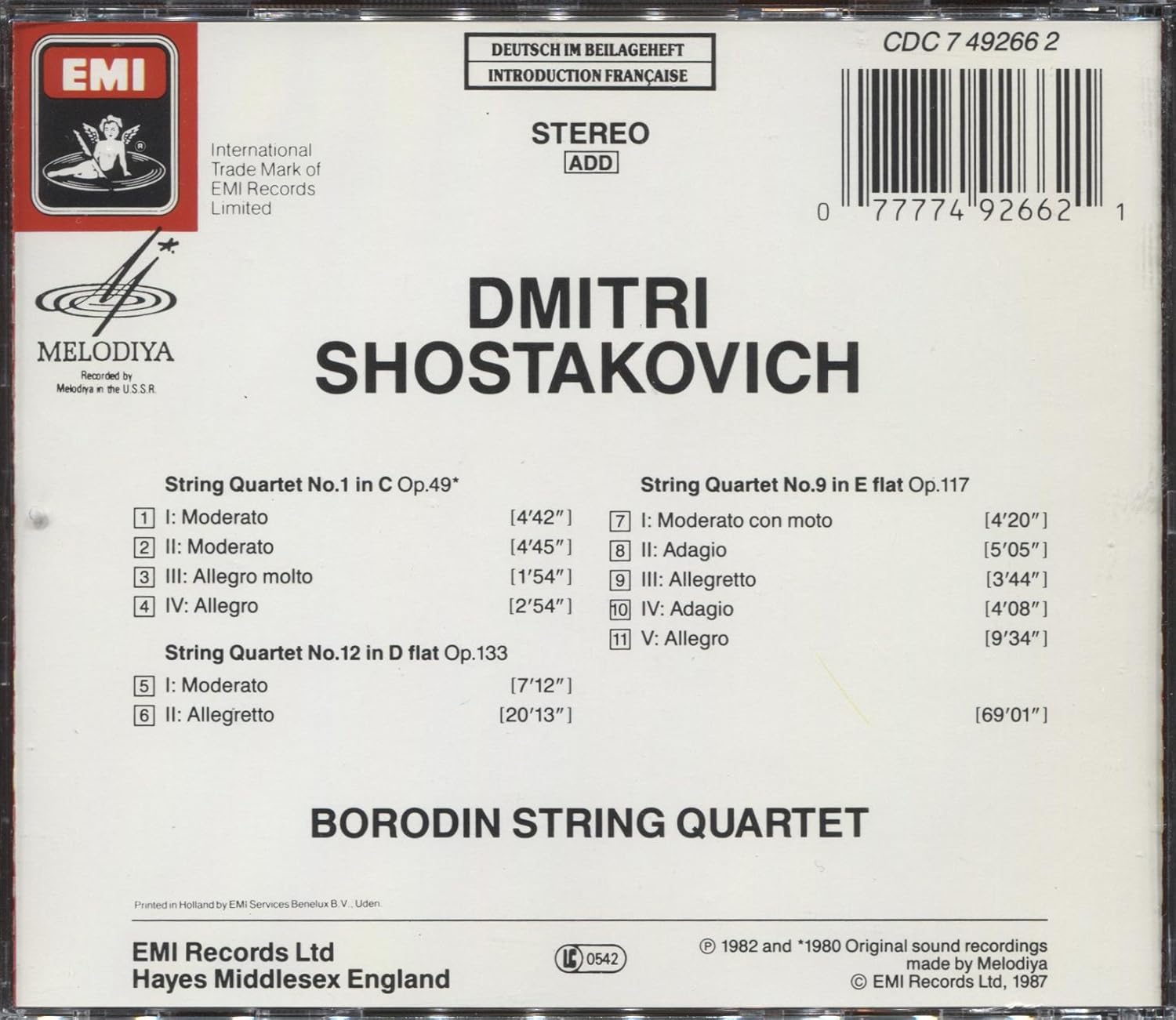 Chostakovitch Quatuor 1