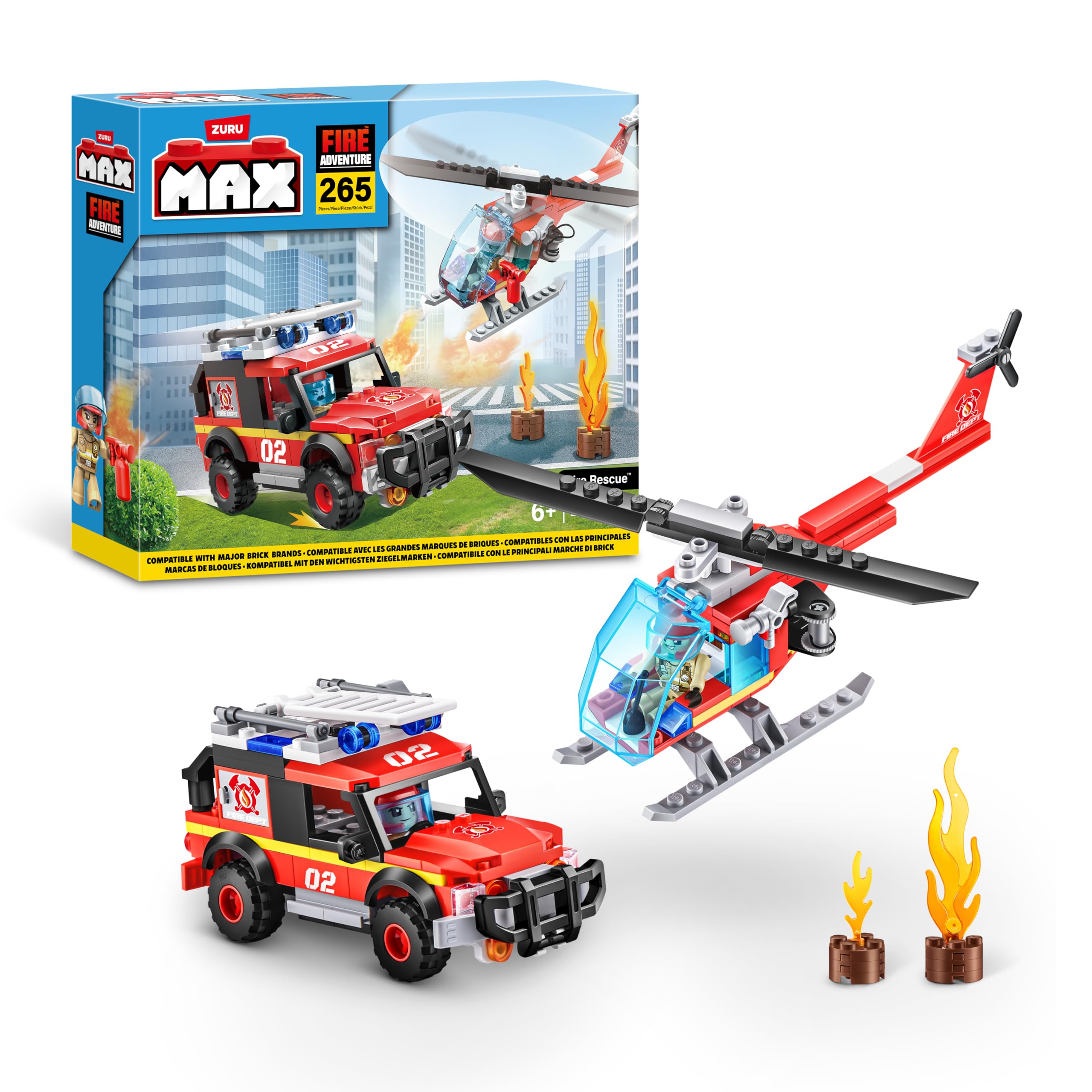 MAX Adventure Fire Rescue Playset (245 pieces) Building Bricks Toys For Kids 5+ Create Vehicles and More Unbox Discover, Major Brand Compatible Fire Rescue (245 Pieces)