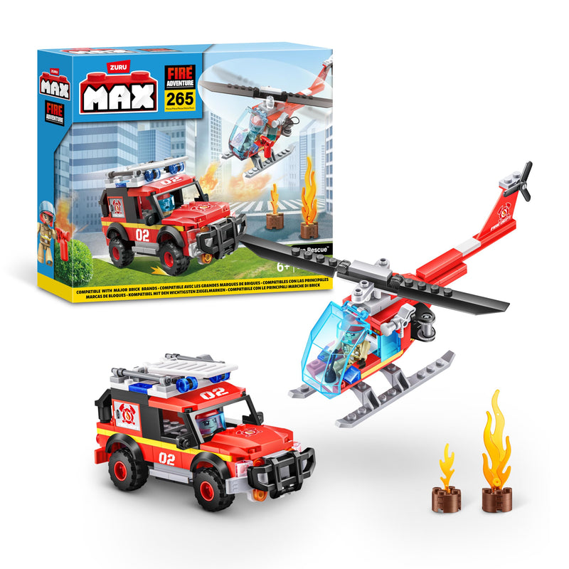 MAX Adventure Fire Rescue Playset (245 pieces) Building Bricks Toys For Kids 5+ Create Vehicles and More Unbox Discover, Major Brand Compatible Fire Rescue (245 Pieces)