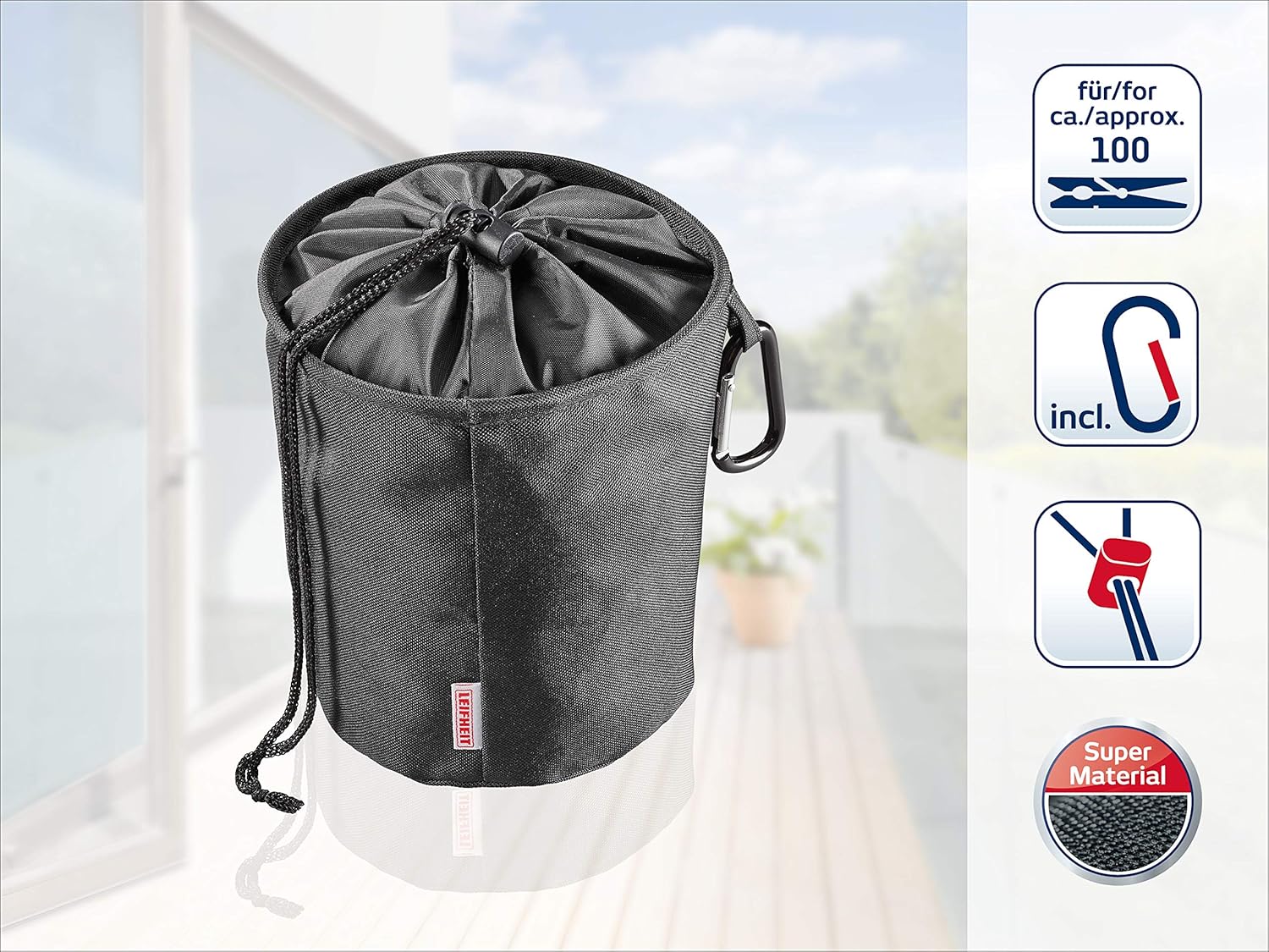 Leifheit - Clothes Hanging Hook for up to 100 Dirt-Proof Fresh Laundry