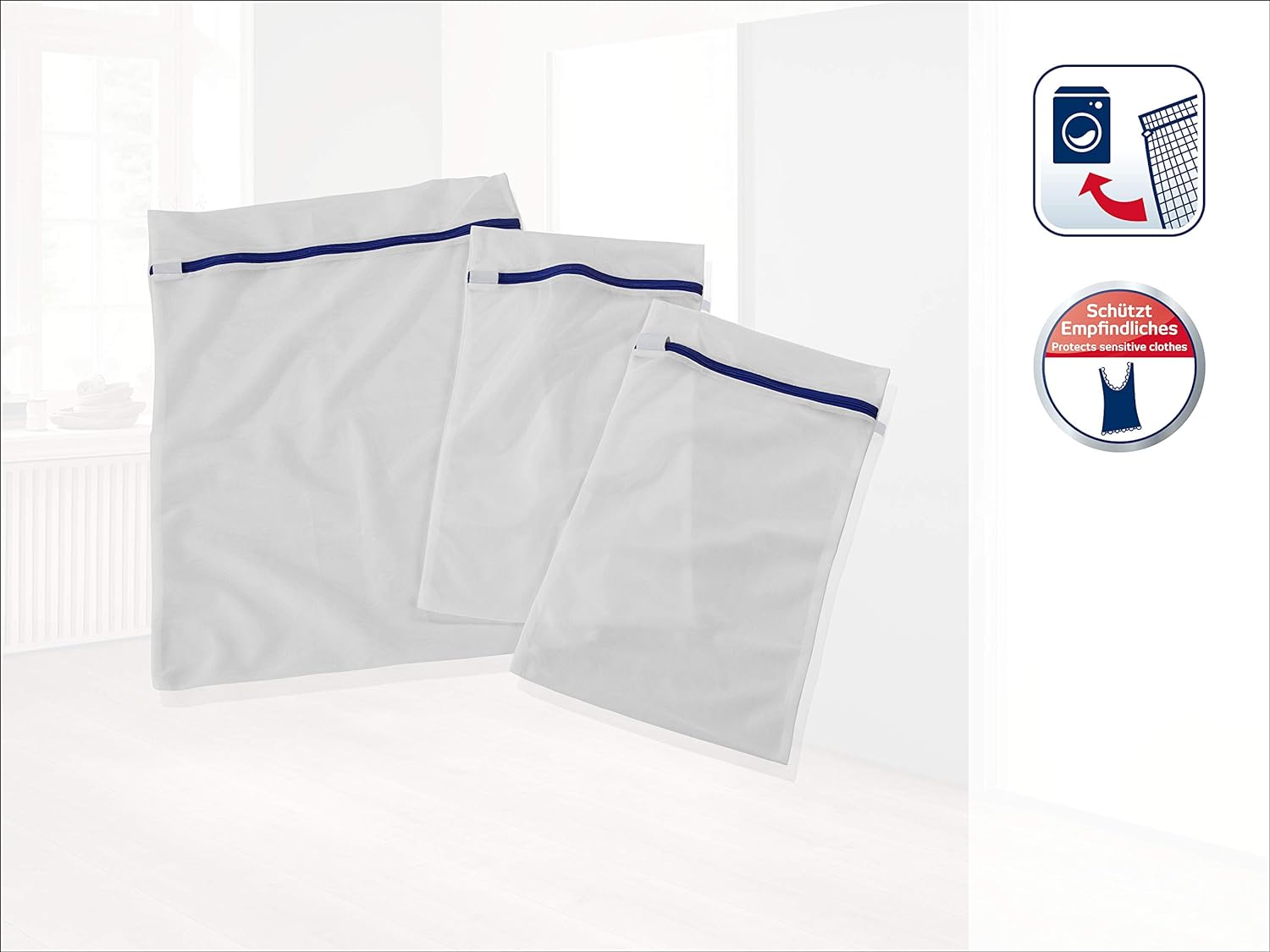 Leifheit - Laundry Delicates Lingerie 3 Mesh Bags: Two 1kg: 25x45cm and One x Large 2kg-40x55cm Secure Zip Opening and C