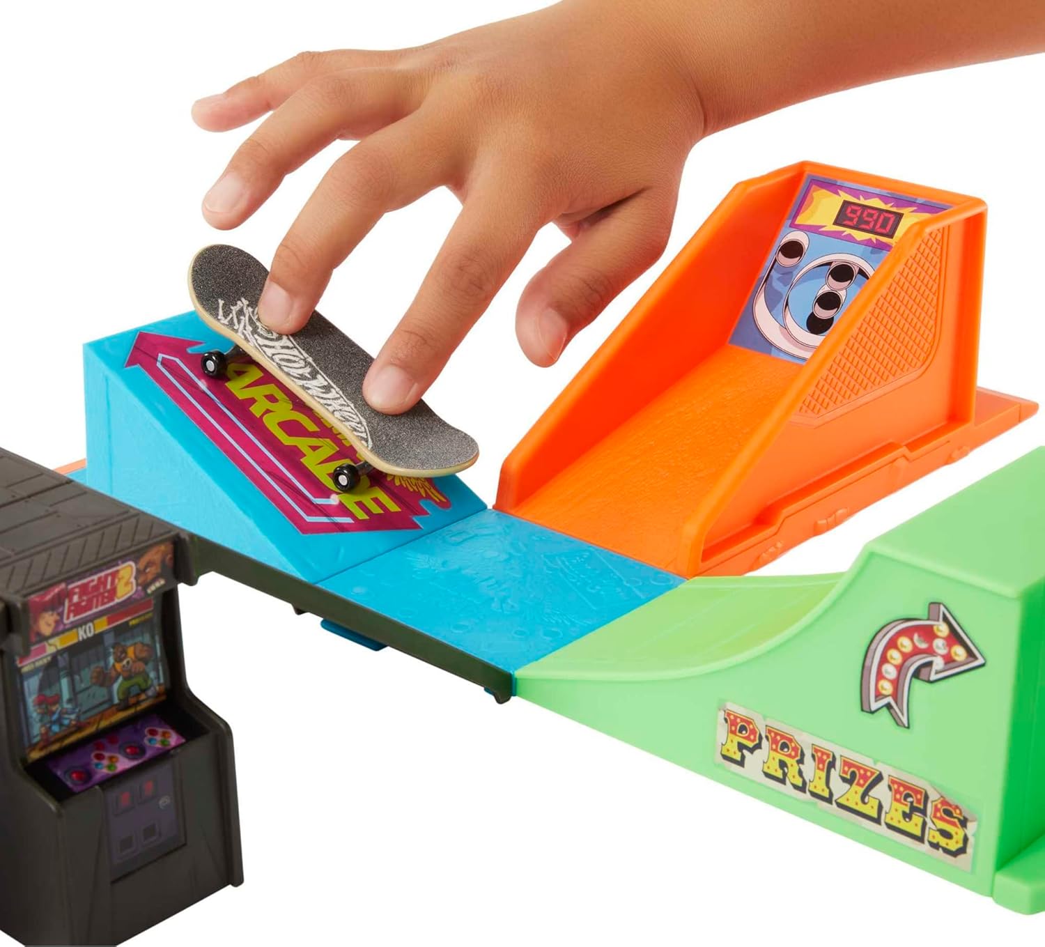 Bundle of Hot Wheels Arcade Skatepark Playset, Tony Hawk Fingerboard, Pair of Skate Shoes + Tony Hawk Fingerboard & Skate Shoes Multipack, 4 Boards, 2 Pairs of Shoes, 1 Exclusive Set (Styles May Vary)