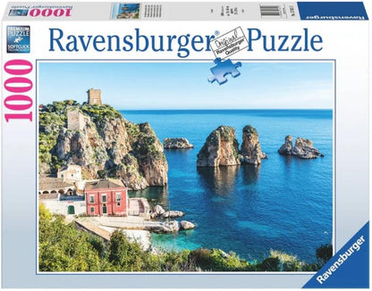 Ravensburger - Scopello Faraglioni puzzel, Sicilië, puzzel met 1000 stukjes, puzzel voor volwassenen, puzzels en hobby's, cadeaus voor volwassenen, 70 x 50 cm
