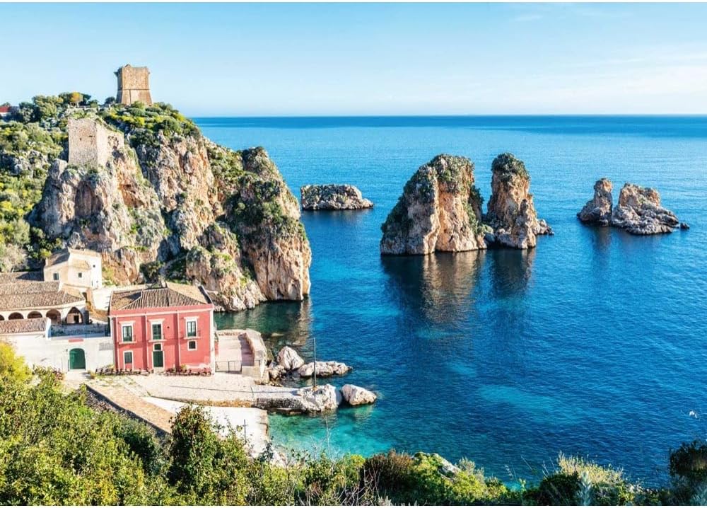 Ravensburger - Scopello Faraglioni puzzel, Sicilië, puzzel met 1000 stukjes, puzzel voor volwassenen, puzzels en hobby's, cadeaus voor volwassenen, 70 x 50 cm