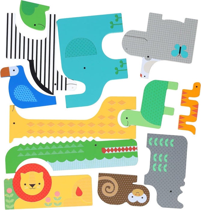 Wooden Puzzle + Play: Shaped Safari Animals