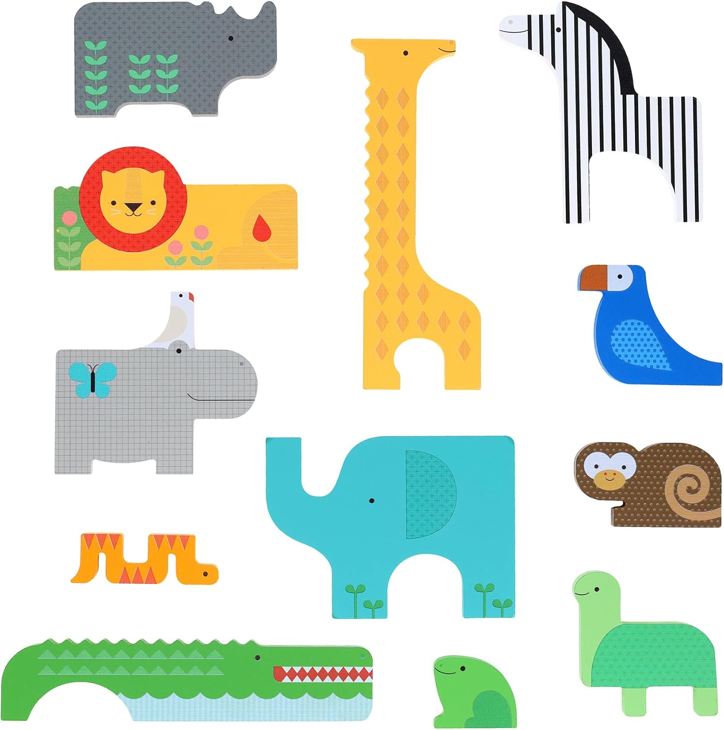 Wooden Puzzle + Play: Shaped Safari Animals