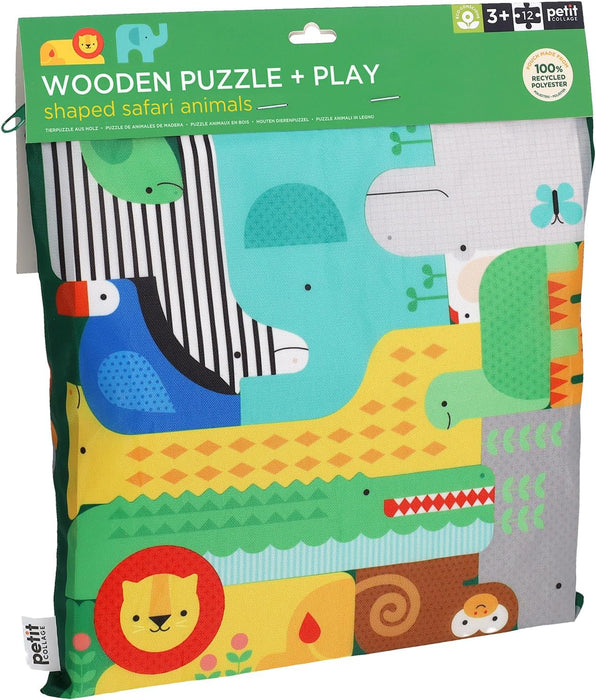 Wooden Puzzle + Play: Shaped Safari Animals