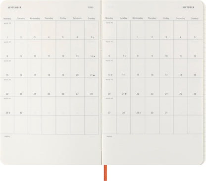 Moleskine Weekly Planner Precious and Ethical, Weekly Agenda with Space for Notes 12 Months 2025, Vegan Python-Effect Soft Cover, with Gift Box, Orange Color, Large Format 13 x 21 cm