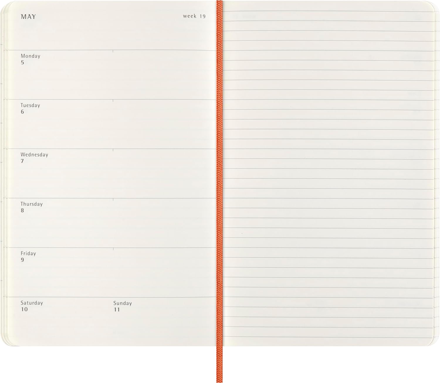 Moleskine Weekly Planner Precious and Ethical, Weekly Agenda with Space for Notes 12 Months 2025, Vegan Python-Effect Soft Cover, with Gift Box, Orange Color, Large Format 13 x 21 cm
