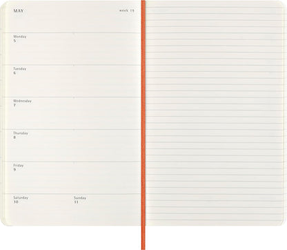 Moleskine Weekly Planner Precious and Ethical, Weekly Agenda with Space for Notes 12 Months 2025, Vegan Python-Effect Soft Cover, with Gift Box, Orange Color, Large Format 13 x 21 cm