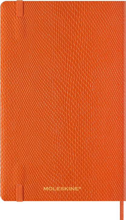 Moleskine Weekly Planner Precious and Ethical, Weekly Agenda with Space for Notes 12 Months 2025, Vegan Python-Effect Soft Cover, with Gift Box, Orange Color, Large Format 13 x 21 cm
