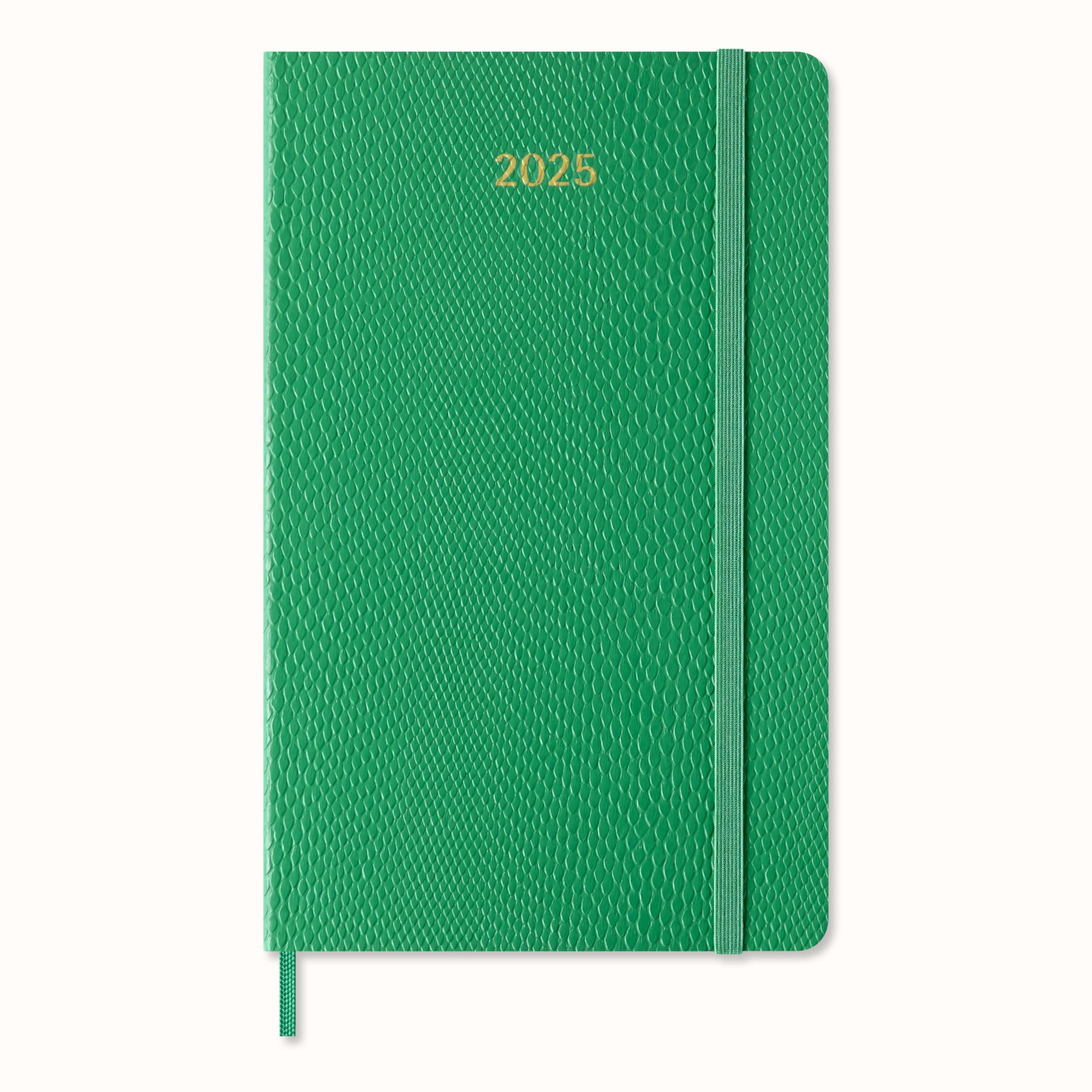 Moleskine Weekly Planner Precious and Ethical, Weekly Agenda with Space for Notes 12 Months 2025, Vegan Python-Effect Soft Cover, with Gift Box, Green Color, Large Format 13 x 21 cm