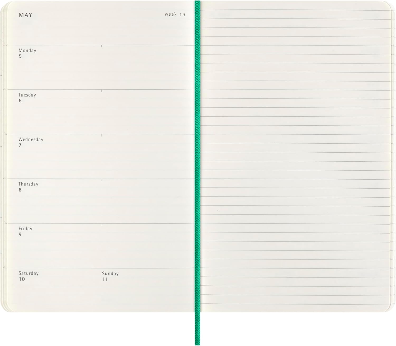 Moleskine Weekly Planner Precious and Ethical, Weekly Agenda with Space for Notes 12 Months 2025, Vegan Python-Effect Soft Cover, with Gift Box, Green Color, Large Format 13 x 21 cm
