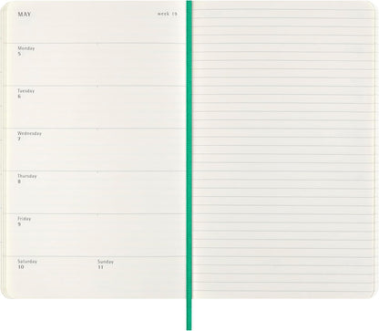 Moleskine Weekly Planner Precious and Ethical, Weekly Agenda with Space for Notes 12 Months 2025, Vegan Python-Effect Soft Cover, with Gift Box, Green Color, Large Format 13 x 21 cm