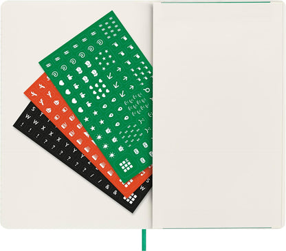 Moleskine Weekly Planner Precious and Ethical, Weekly Agenda with Space for Notes 12 Months 2025, Vegan Python-Effect Soft Cover, with Gift Box, Green Color, Large Format 13 x 21 cm