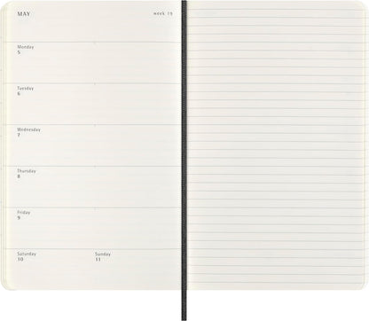 Moleskine Weekly Planner Precious and Ethical, Weekly Agenda with Space for Notes 12 Months 2025, Vegan Python-Effect Soft Cover, with Gift Box, Black Color, Large Format 13 x 21 cm