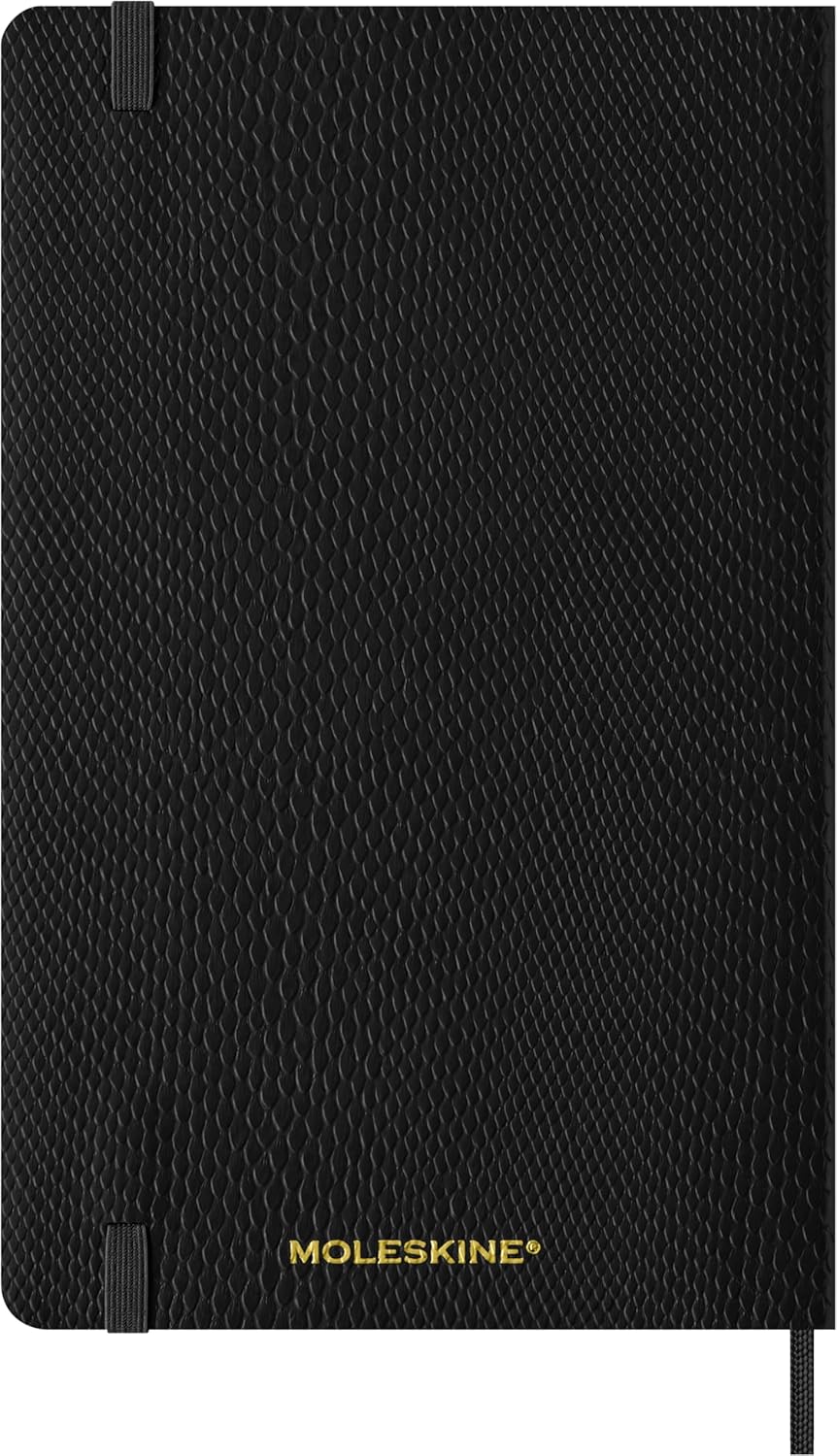 Moleskine Weekly Planner Precious and Ethical, Weekly Agenda with Space for Notes 12 Months 2025, Vegan Python-Effect Soft Cover, with Gift Box, Black Color, Large Format 13 x 21 cm