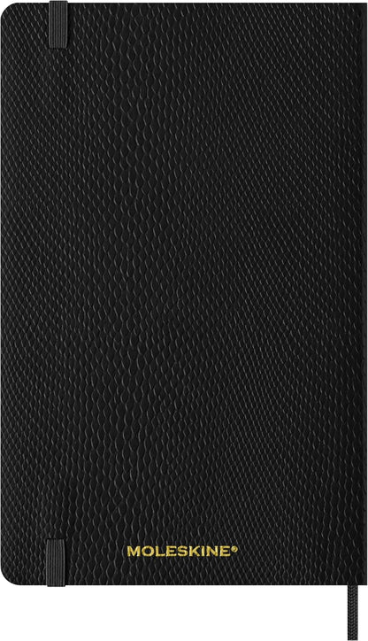 Moleskine Weekly Planner Precious and Ethical, Weekly Agenda with Space for Notes 12 Months 2025, Vegan Python-Effect Soft Cover, with Gift Box, Black Color, Large Format 13 x 21 cm