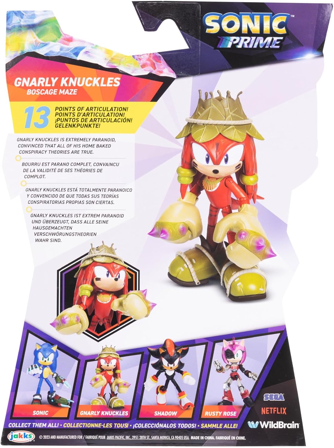 Sonic Prime 5" Knuckles The Dread Articulated Action Figure. Perfect For Any Fan. Collect The Whole Troupe with Sonic, Tails Nine, Mr. Dr. Eggman and Thorn Rose Available Too!