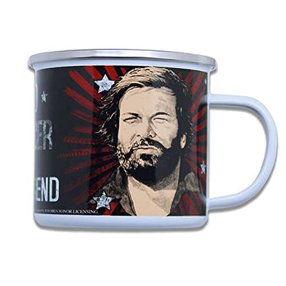 Blechwarenfabrik Braunschweig Bud Spencer The Legend Becher aus Emaille Mehrfarbig 0,5L, Maße: 9cm x 9cm, EBB03, 1 Stück (1er Pack