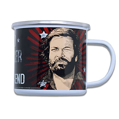Blechwarenfabrik Braunschweig Bud Spencer The Legend Becher aus Emaille Mehrfarbig 0,5L, Maße: 9cm x 9cm, EBB03, 1 Stück (1er Pack