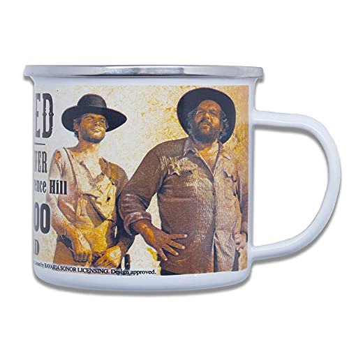 Blechwarenfabrik Braunschweig Bud Spencer und Terence Hill Wanted Best Duo Ever Becher aus Emaille Mehrfarbig 0,5L, Maße: 9cm x 9cm, EBT04