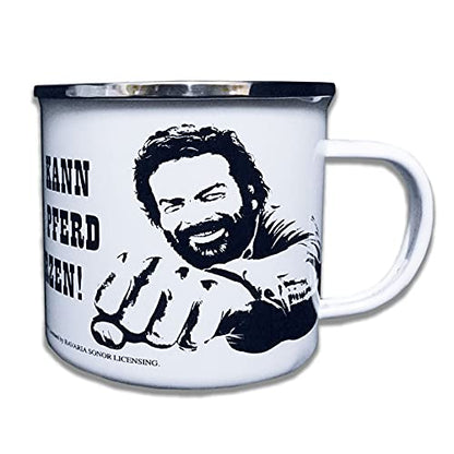 Blechwarenfabrik Braunschweig Bud Spencer Ohne Heu kann das beste Pferd nicht furzen Becher aus Emaille Mehrfarbig 0,5L, Maße: 9cm x 9cm, EBC05