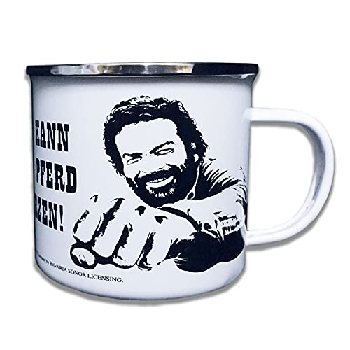 Blechwarenfabrik Braunschweig Bud Spencer Ohne Heu kann das beste Pferd nicht furzen Becher aus Emaille Mehrfarbig 0,5L, Maße: 9cm x 9cm, EBC05