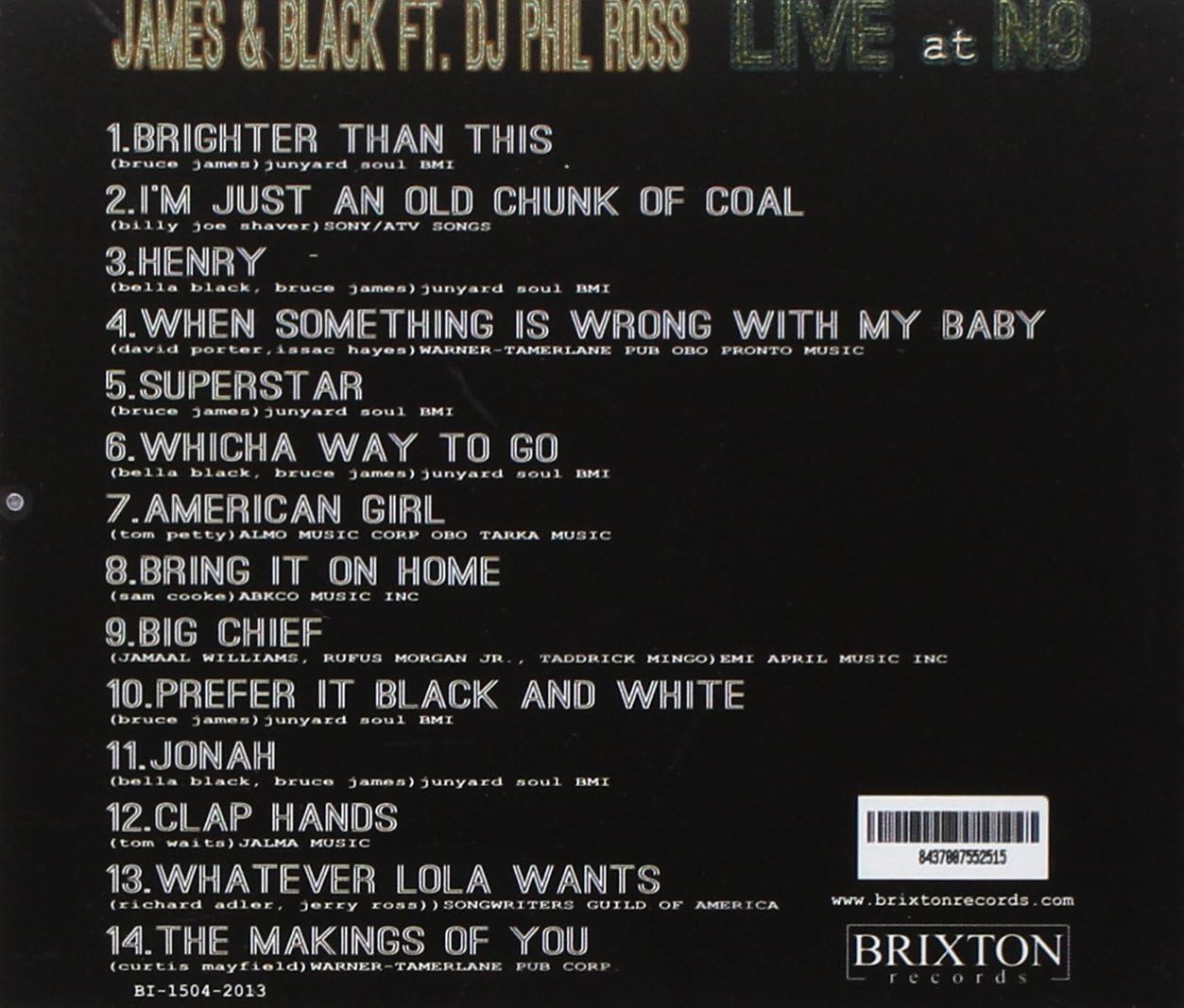 James & Black Feat. DJ Phil Ross - Live At The N9