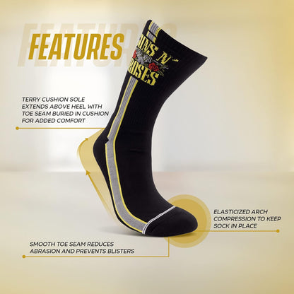 PERRI'S SOCKS Guns N' Roses - Calcetines cortos con licencia oficial de banda de rock, calcetines acolchados de primera calidad para hombres y mujeres