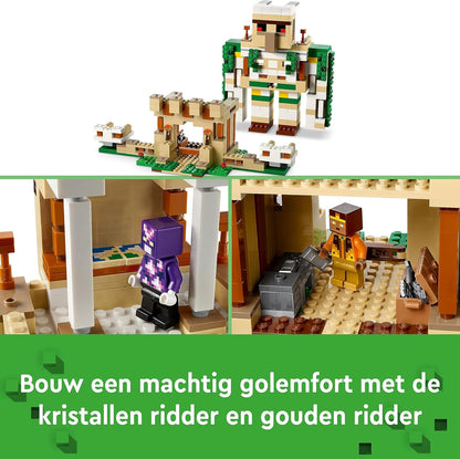 LEGO 21250 Minecraft The Iron Golem Fortress, Buildable Castle Toy which Transforms into Large Figure, with 7 Characters includ. Crystal Knight, Skeleton Horsemen and a Charged Creeper
