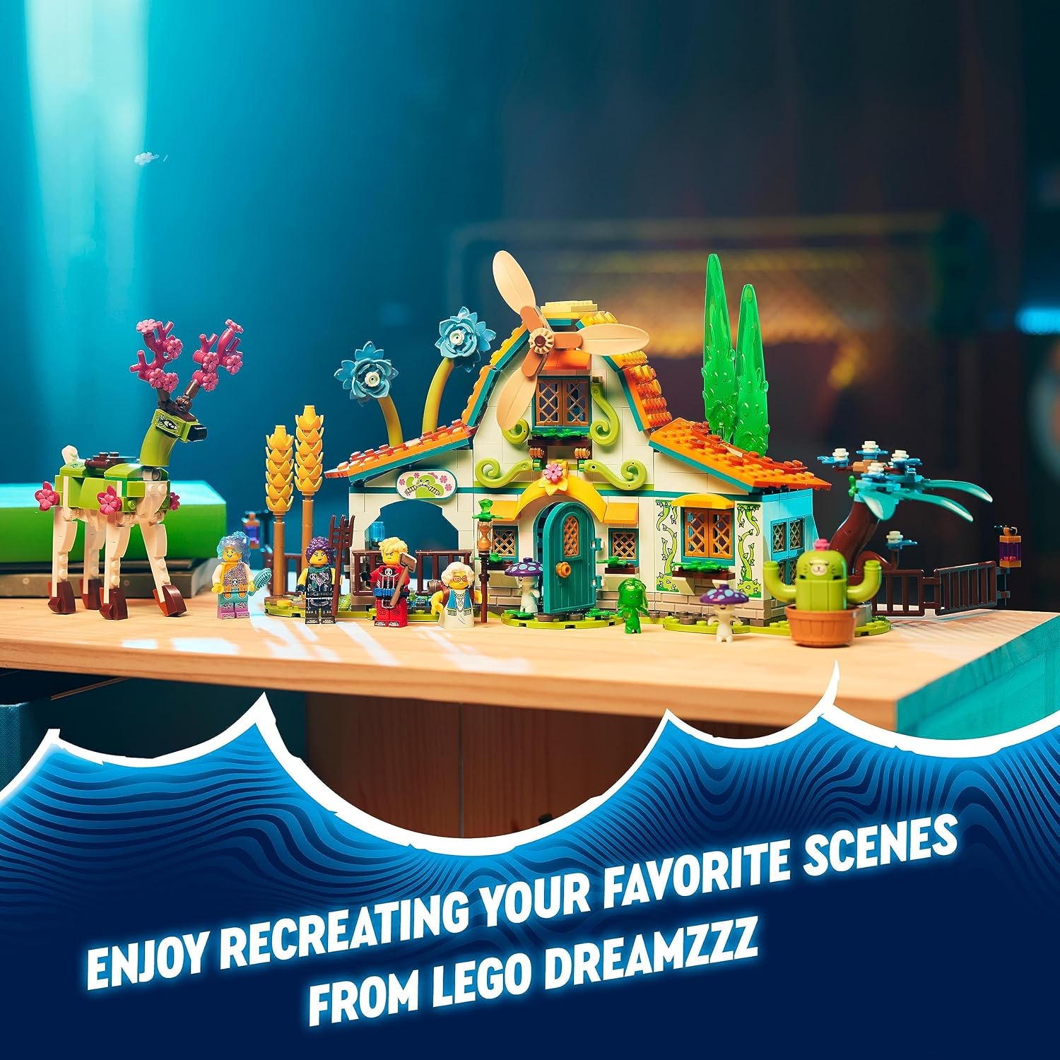 LEGO DREAMZzz 2-in-1 Stable of Dream Creatures Set, Fantasy Farm Toy with Deer Figure That Can Be Built in 2 Ways, Includes 4 TV Show Minifigures, Mythical Animal Playset for Kids, Girls, Boys 71459