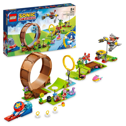 LEGO Sonic the Hedgehog Sonic's Green Hill Zone Loop Challenge, Buildable Game Toys for Kids, Boys & Girls with 9 Characters including Dr. Eggman and Amy Figures 76994