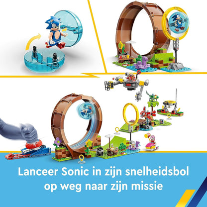 LEGO Sonic the Hedgehog Sonic's Green Hill Zone Loop Challenge, Buildable Game Toys for Kids, Boys & Girls with 9 Characters including Dr. Eggman and Amy Figures 76994